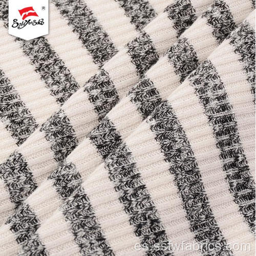 Diseño de rayas 2x2 Rib Spandex Poly Knit Fabric